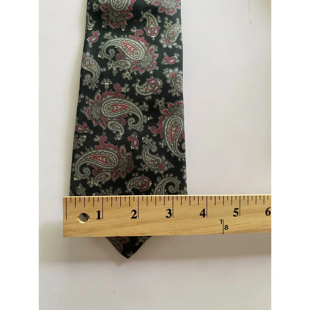 Pierre Cardin Men Paisley Necktie Black Red Gold Silk Blend Classic Designer Tie